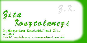 zita kosztolanczi business card